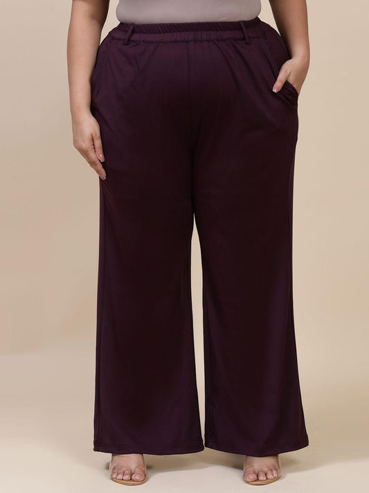 Flambeur Women's Plus Size Casual Solid Trouser