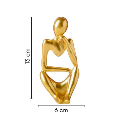 Tied Ribbons Decorative Abstract Thinker Men Statue Set Of 3 Modern Art Showpiece Sculpture (Gold, 13 Cm X 6 Cm) Decoration Items For Home Decor Living Room Bedroom Bookshelf Table Office - Resin