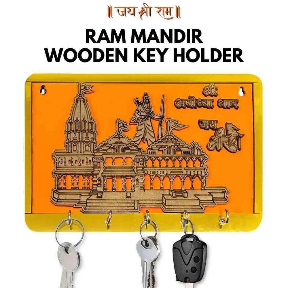 Shree Ram Mandir Ayodhya Model Wooden Key Holder