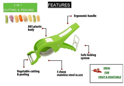 Vegetable Cutter 5 Sharp Blade with Peeler 2 in 1 ? Multi-Color